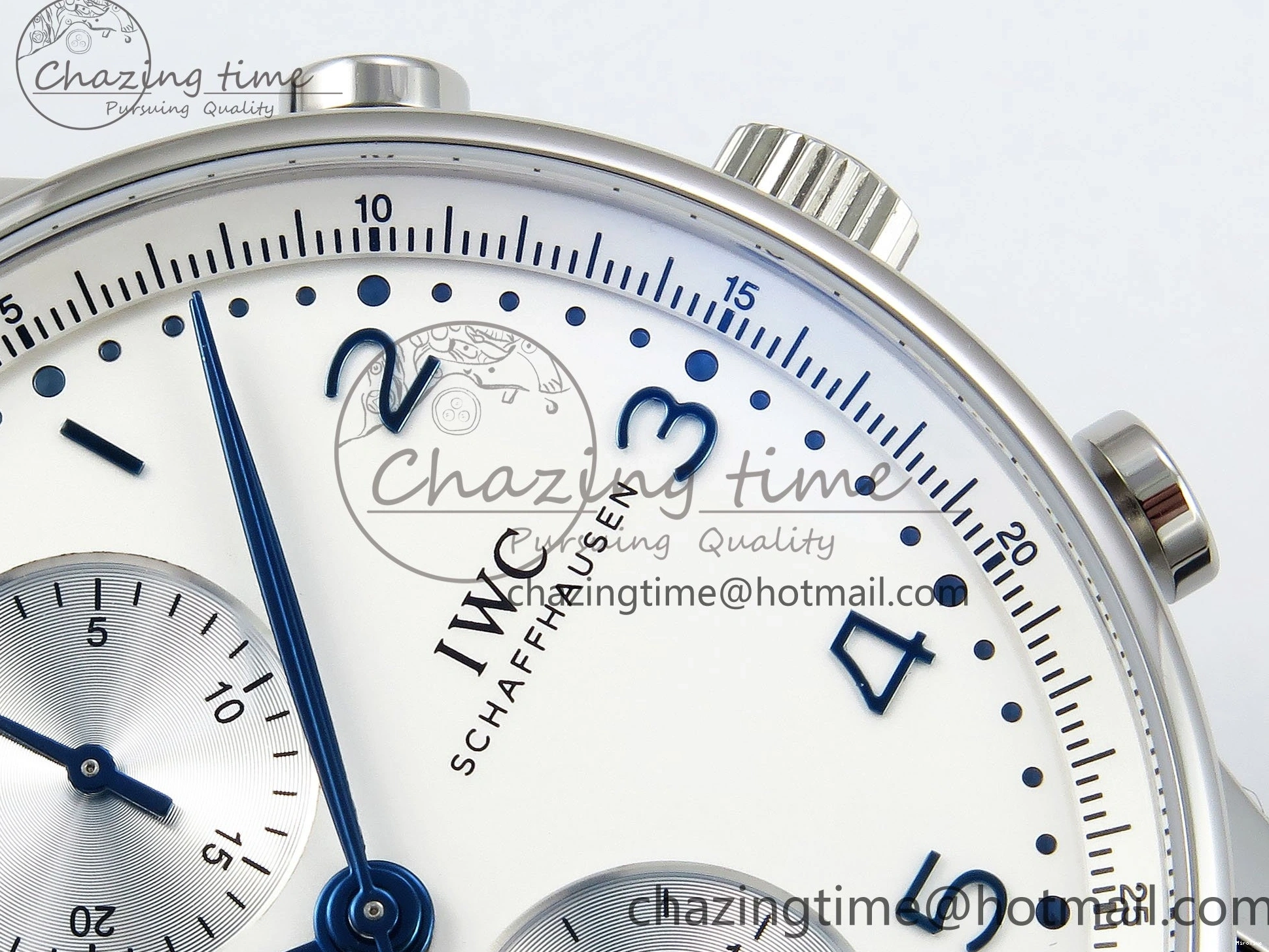 MIROTIME 0412 Casual Portuguese Chrono IW3716 Z+F 1:1 Best Edition White Dial on Blue Rubber Strap A 7016